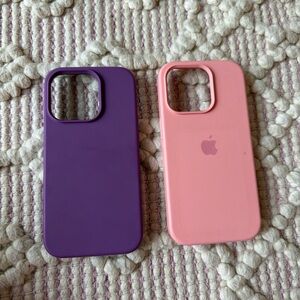 Apple iPhone Silicone Cases - Vibrant Purple and Soft Pink
